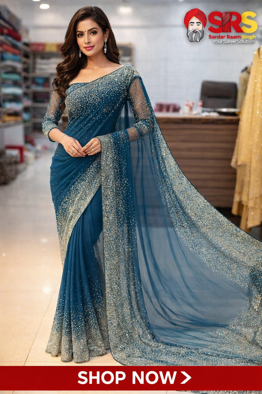 Chiffon Saree with Korean Stone Border