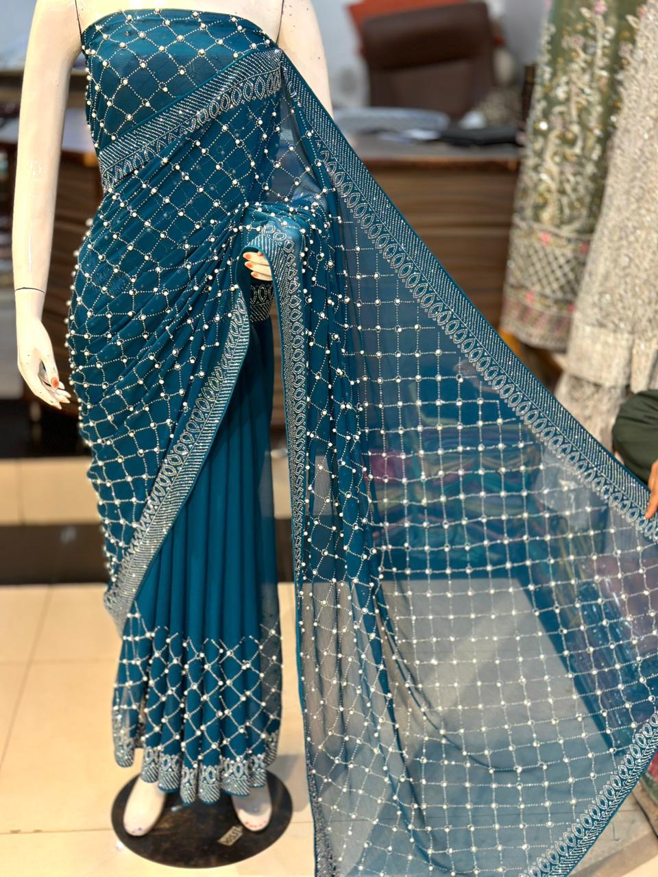 Chiffon Pearls Saree