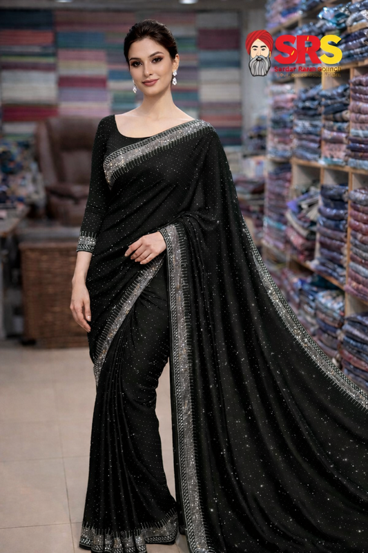 Silk Saree with Korean Stone Work