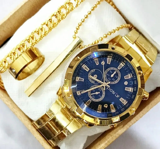 business steel straps round dial wrist watche