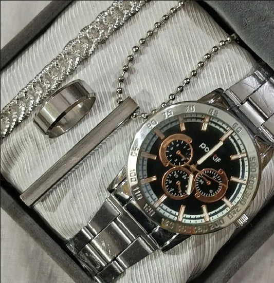 business steel straps round dial wrist watche