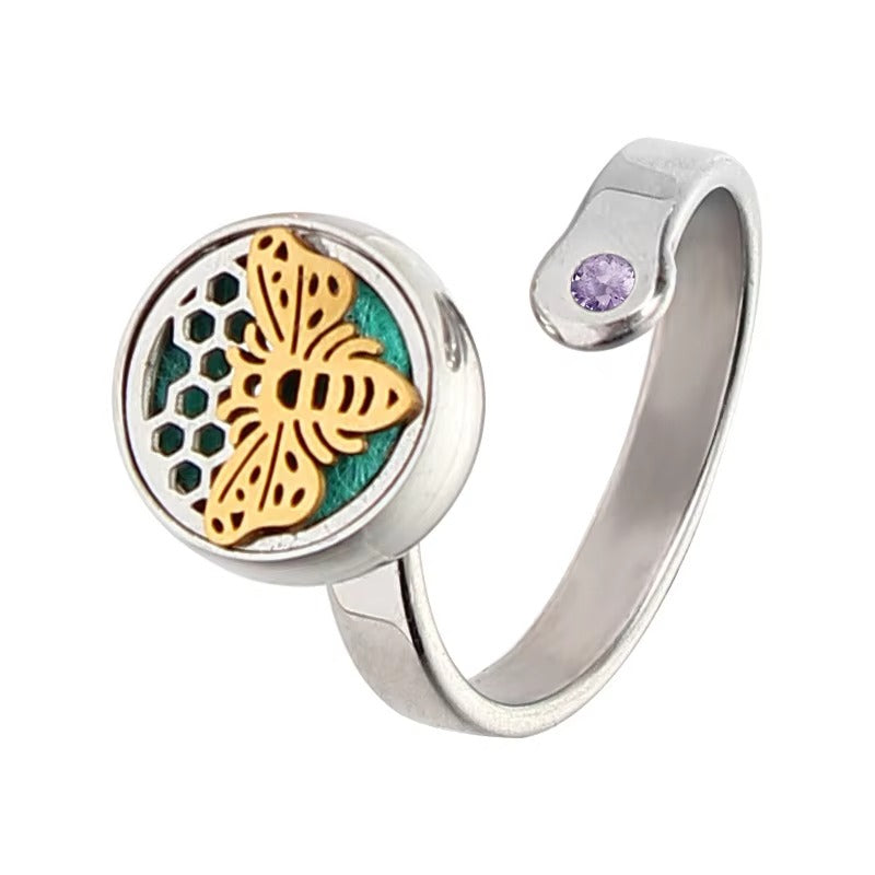 Fashion Stainless Steel Essential Oils Aromatherapy Ring