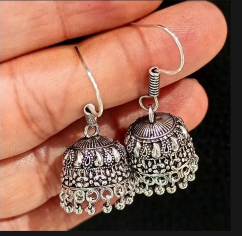 Unique Silver Color Small jhumka Earring